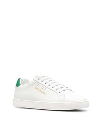 weiße und grüne Leder niedrige Sneakers von Palm Angels