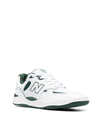 weiße und grüne Leder niedrige Sneakers von New Balance