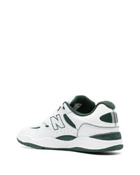 weiße und grüne Leder niedrige Sneakers von New Balance