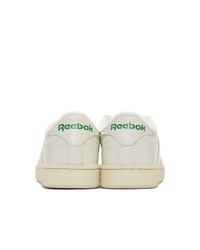weiße und grüne Leder niedrige Sneakers von Reebok Classics