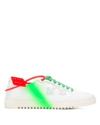 weiße und grüne Leder niedrige Sneakers von Off-White