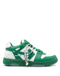 weiße und grüne Leder niedrige Sneakers von Off-White