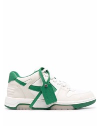 weiße und grüne Leder niedrige Sneakers von Off-White