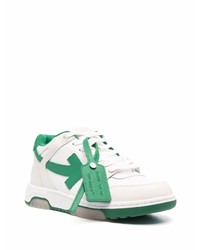 weiße und grüne Leder niedrige Sneakers von Off-White