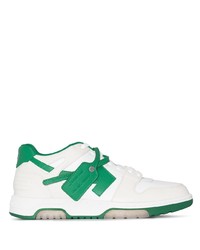 weiße und grüne Leder niedrige Sneakers von Off-White