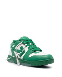 weiße und grüne Leder niedrige Sneakers von Off-White