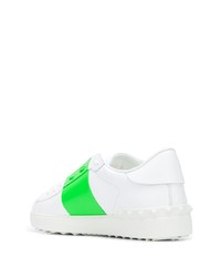 weiße und grüne Leder niedrige Sneakers von Valentino Garavani