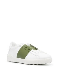 weiße und grüne Leder niedrige Sneakers von Valentino Garavani