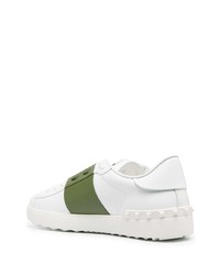 weiße und grüne Leder niedrige Sneakers von Valentino Garavani