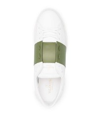 weiße und grüne Leder niedrige Sneakers von Valentino Garavani