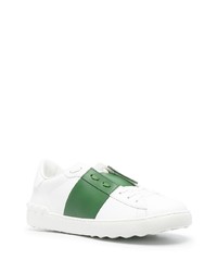 weiße und grüne Leder niedrige Sneakers von Valentino Garavani