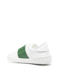 weiße und grüne Leder niedrige Sneakers von Valentino Garavani