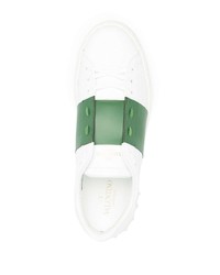 weiße und grüne Leder niedrige Sneakers von Valentino Garavani