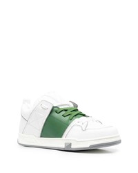weiße und grüne Leder niedrige Sneakers von Valentino Garavani