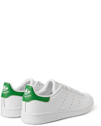 weiße und grüne Leder niedrige Sneakers von adidas