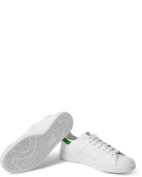 weiße und grüne Leder niedrige Sneakers von adidas