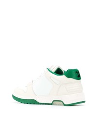 weiße und grüne Leder niedrige Sneakers von Off-White