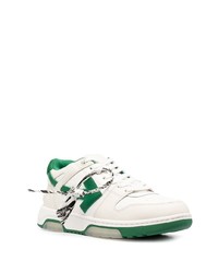 weiße und grüne Leder niedrige Sneakers von Off-White