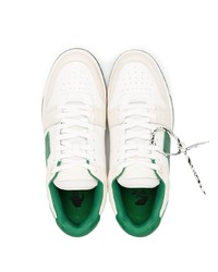 weiße und grüne Leder niedrige Sneakers von Off-White