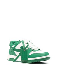 weiße und grüne Leder niedrige Sneakers von Off-White