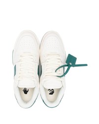 weiße und grüne Leder niedrige Sneakers von Off-White