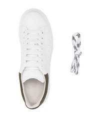 weiße und grüne Leder niedrige Sneakers von Alexander McQueen