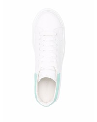 weiße und grüne Leder niedrige Sneakers von Alexander McQueen