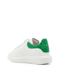 weiße und grüne Leder niedrige Sneakers von Alexander McQueen