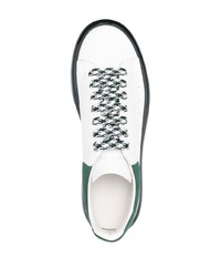 weiße und grüne Leder niedrige Sneakers von Alexander McQueen