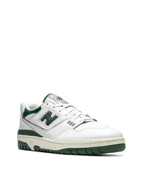 weiße und grüne Leder niedrige Sneakers von New Balance