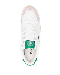 weiße und grüne Leder niedrige Sneakers von Palm Angels