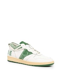 weiße und grüne Leder niedrige Sneakers von Rhude