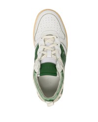 weiße und grüne Leder niedrige Sneakers von Rhude