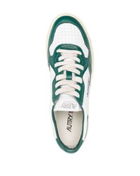 weiße und grüne Leder niedrige Sneakers von AUTRY