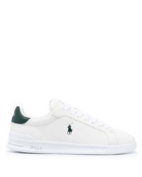 weiße und grüne Leder niedrige Sneakers von Polo Ralph Lauren