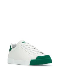 weiße und grüne Leder niedrige Sneakers von Dolce & Gabbana