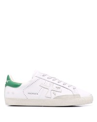 weiße und grüne Leder niedrige Sneakers von Premiata