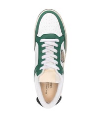 weiße und grüne Leder niedrige Sneakers von Philippe Model Paris