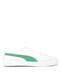 weiße und grüne Leder niedrige Sneakers von Puma