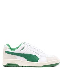 weiße und grüne Leder niedrige Sneakers von Puma
