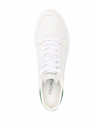 weiße und grüne Leder niedrige Sneakers von Premiata