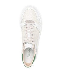 weiße und grüne Leder niedrige Sneakers von Premiata