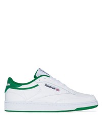 weiße und grüne Leder niedrige Sneakers von Reebok