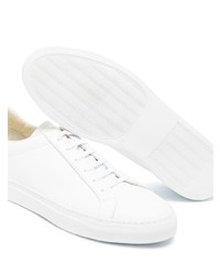 weiße und grüne Leder niedrige Sneakers von Common Projects