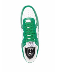 weiße und grüne Leder niedrige Sneakers von Enterprise Japan