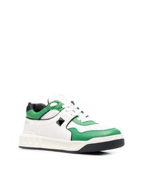 weiße und grüne Leder niedrige Sneakers von Valentino Garavani