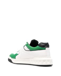 weiße und grüne Leder niedrige Sneakers von Valentino Garavani