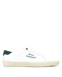 weiße und grüne Leder niedrige Sneakers von Saint Laurent