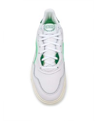 weiße und grüne Leder niedrige Sneakers von adidas