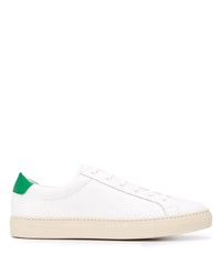 weiße und grüne Leder niedrige Sneakers von Scarosso
